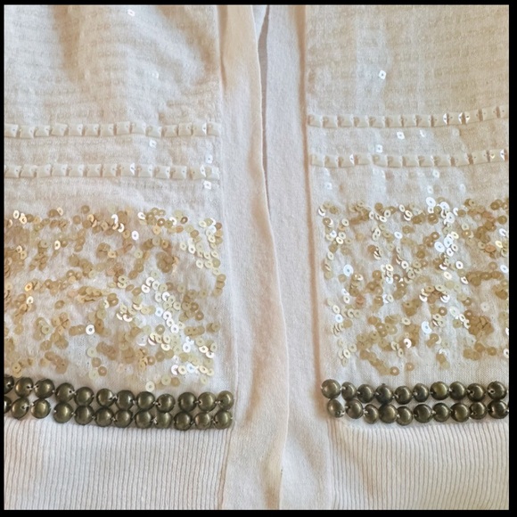 Beautiful Chicos Blush Pink Selene Soft Embellished Linen Blend Cardigan Sweater - Picture 6 of 10